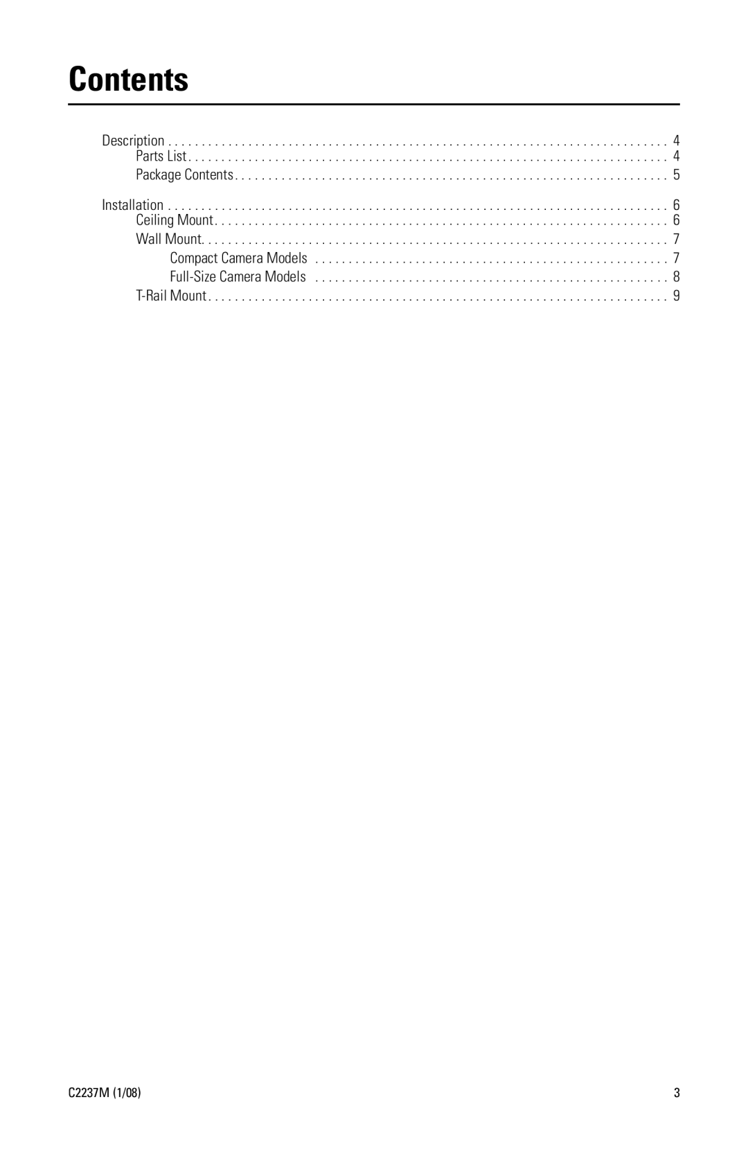 Pelco C2237M manual Contents 