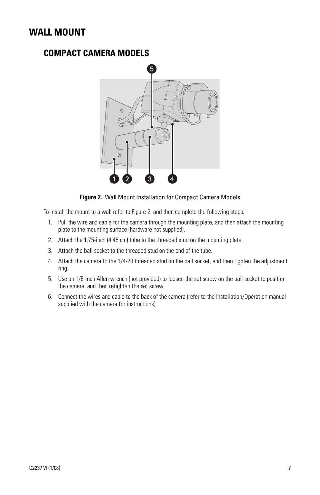 Pelco C2237M manual Wall Mount 