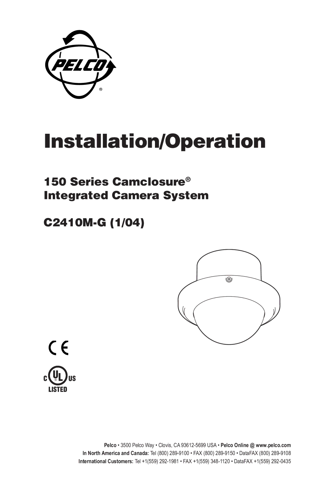 Pelco C2410M-G manual Installation/Operation 