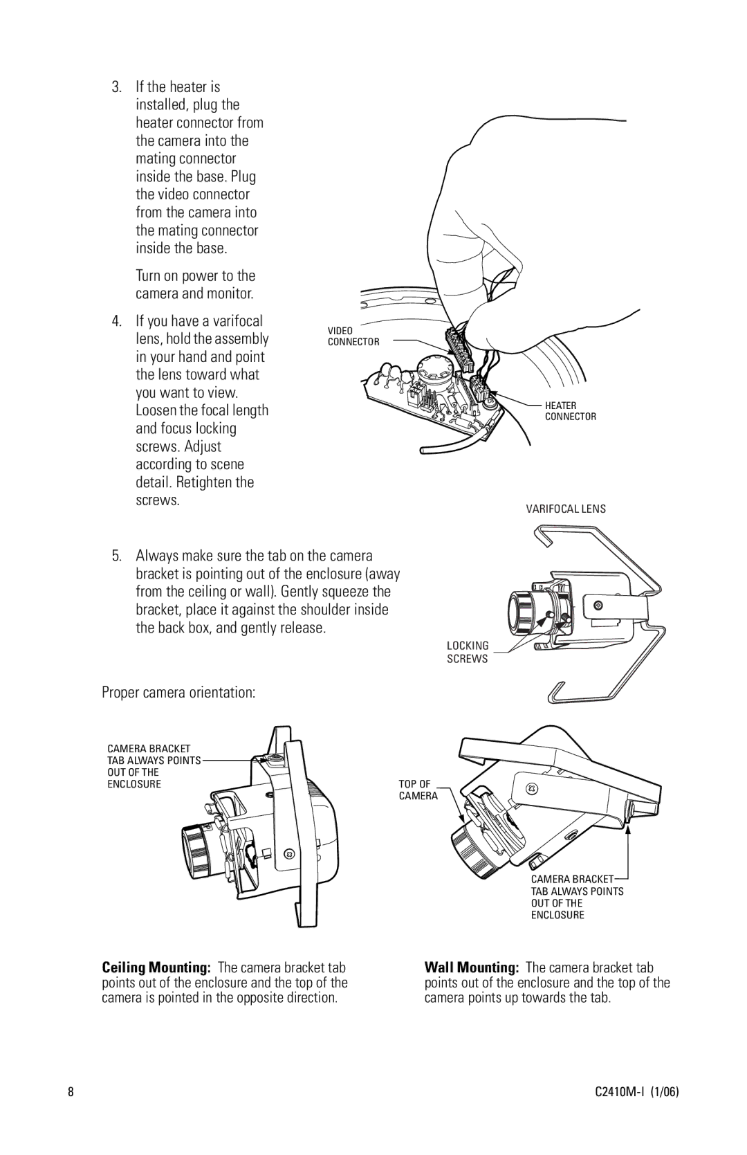 Pelco C2410M-I (1/06) manual Proper camera orientation 