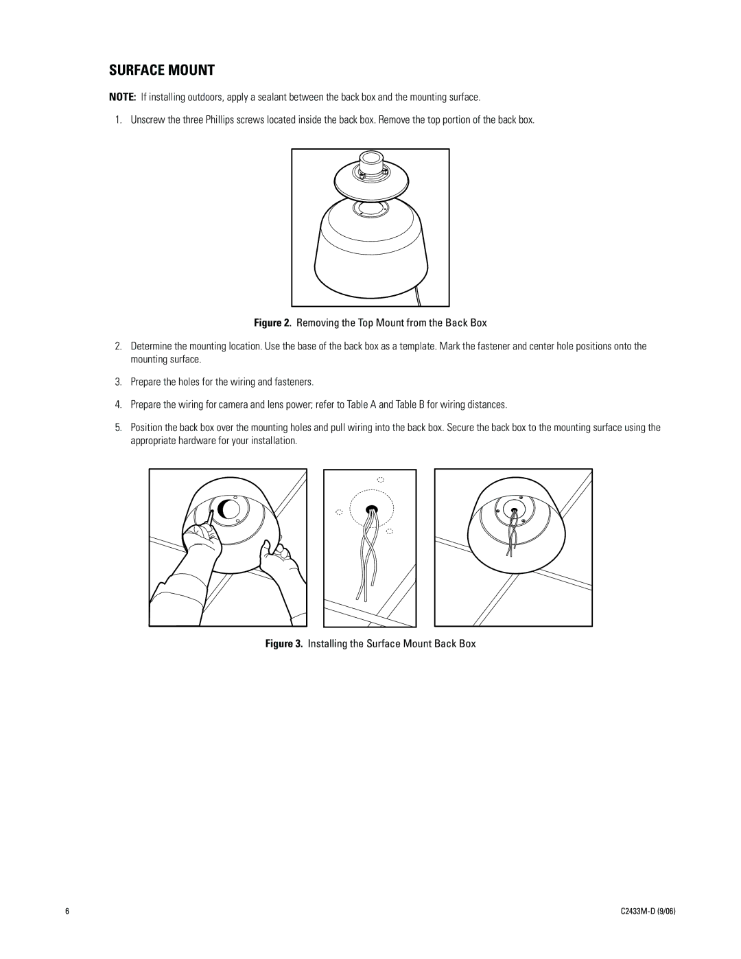 Pelco C2433M-D manual Surface Mount 