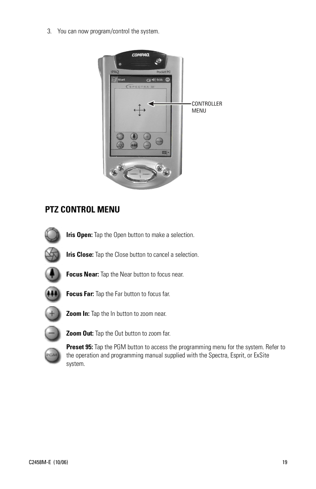 Pelco C2458M-E manual You can now program/control the system 