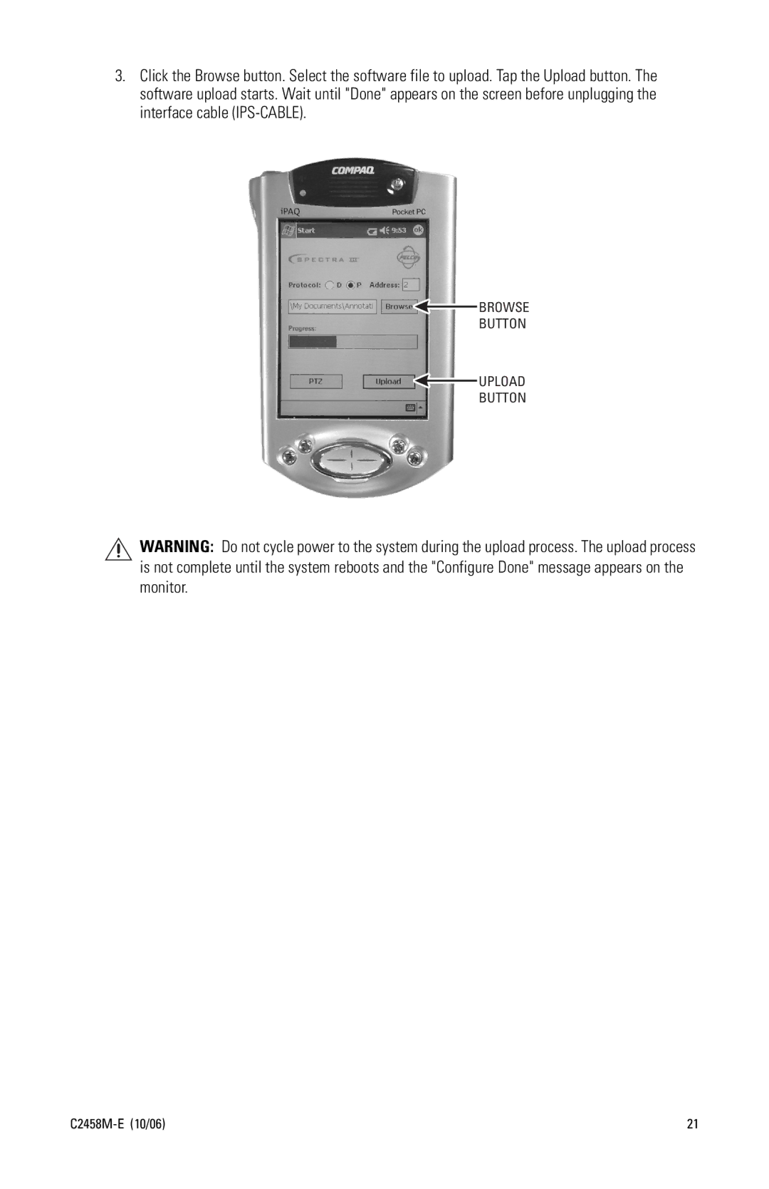 Pelco C2458M-E manual Browse Button Upload 