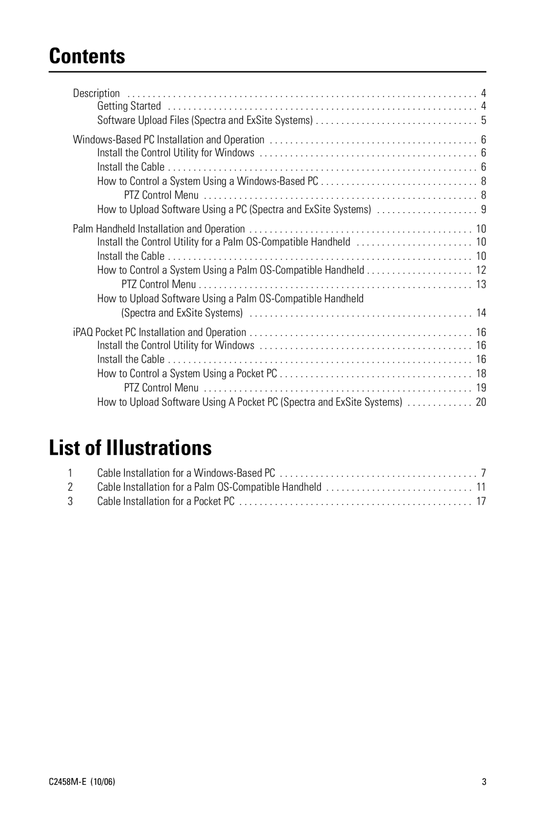 Pelco C2458M-E manual Contents, List of Illustrations 