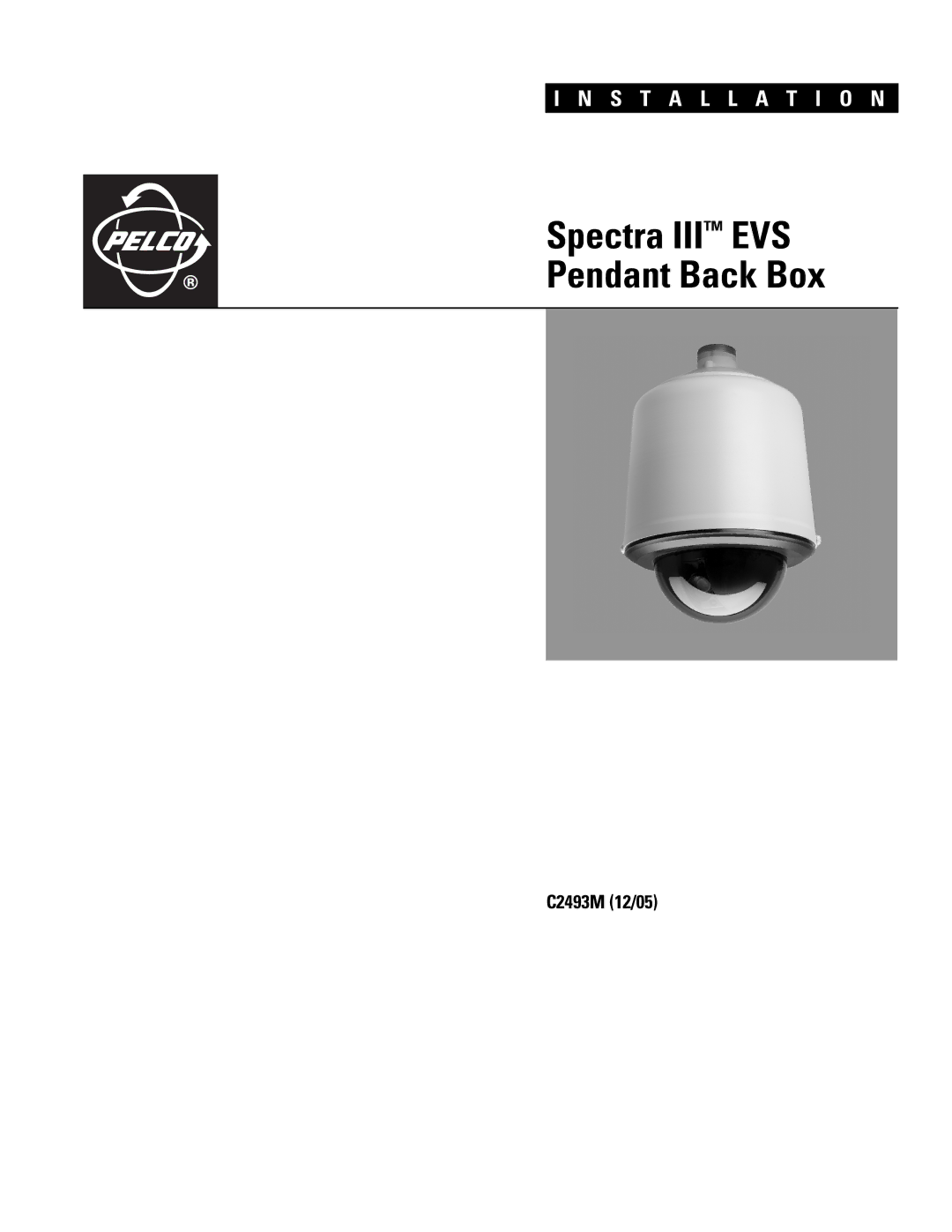 Pelco C2493M manual Spectra III EVS Pendant Back Box 