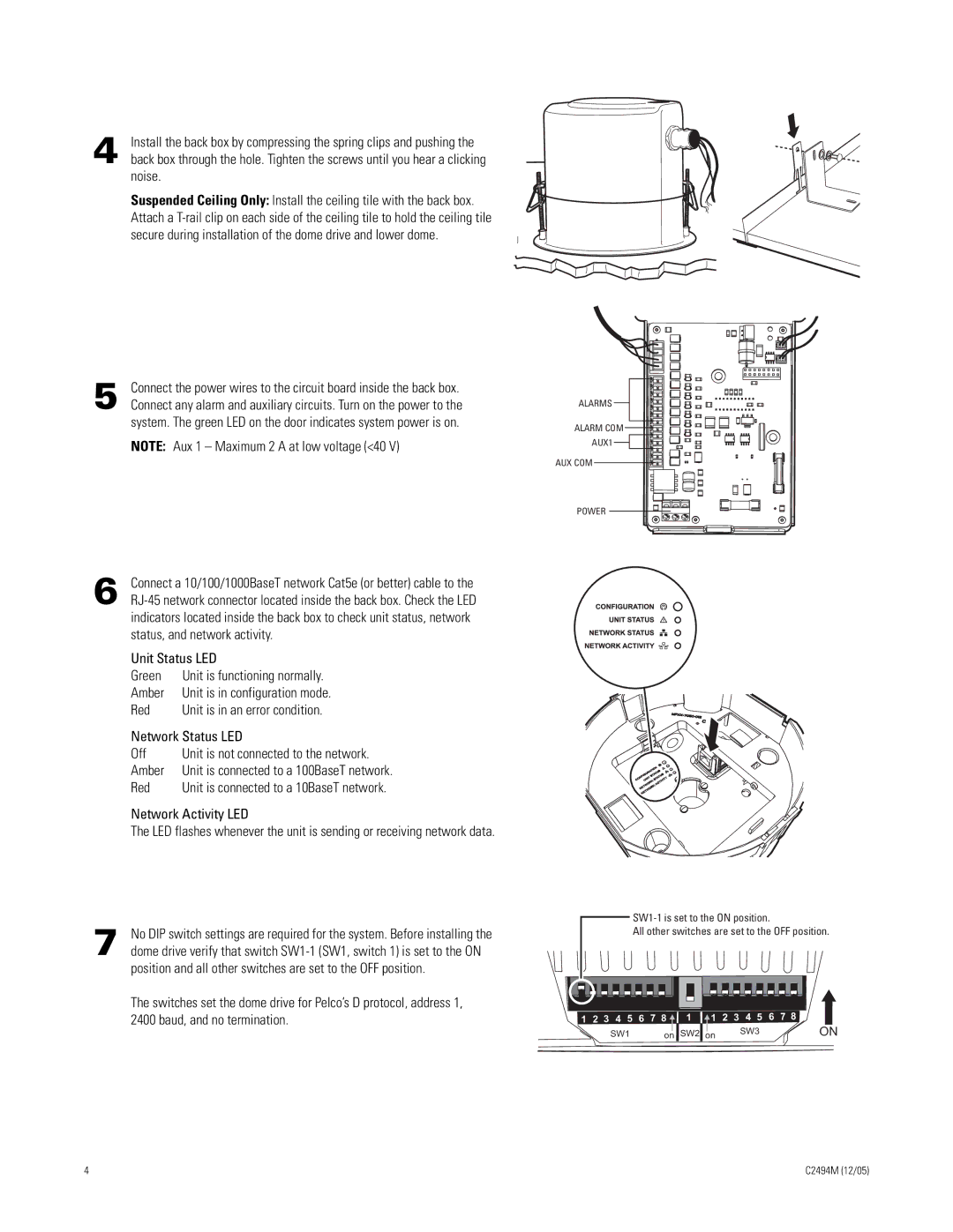 Pelco C2494M manual Unit is not connected to the network 