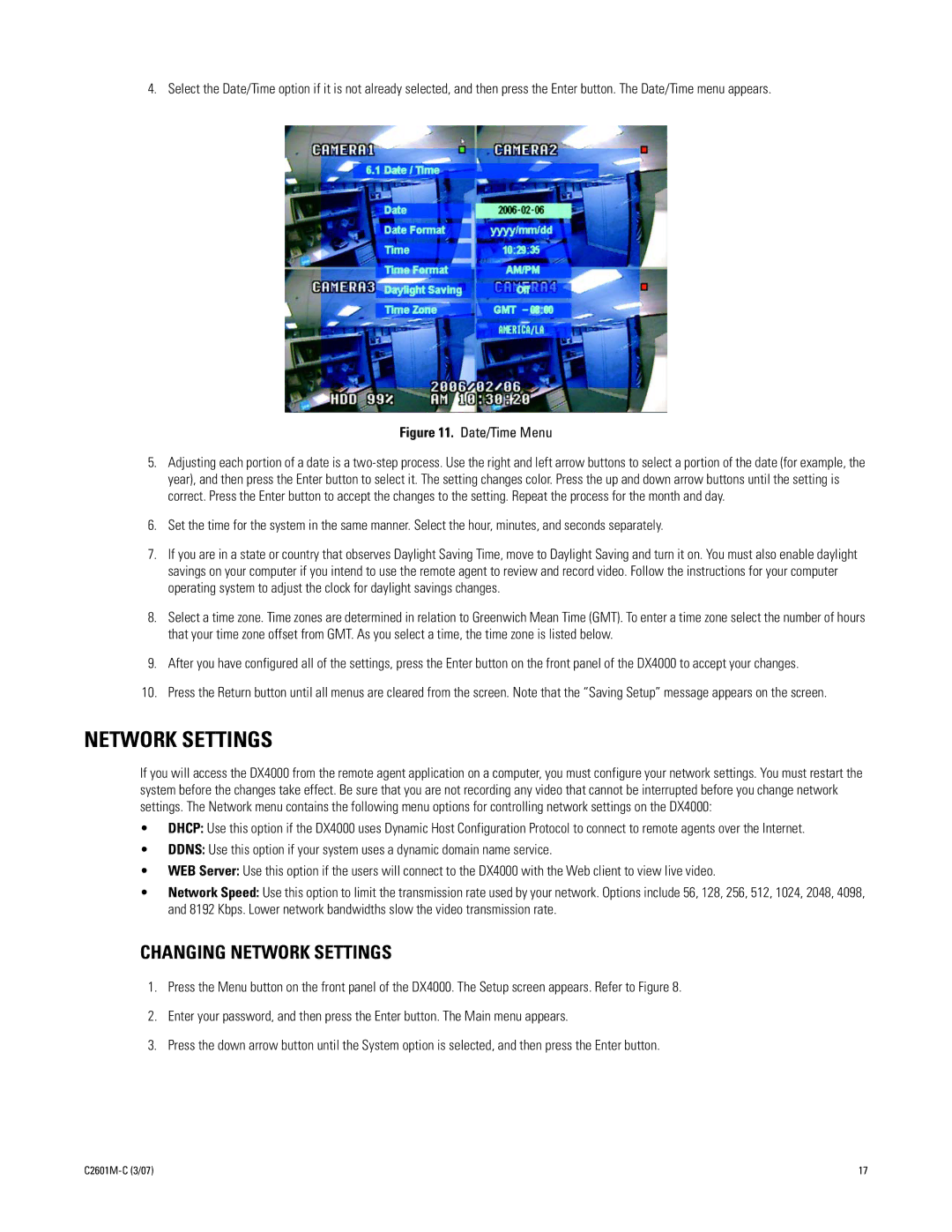 Pelco C2601M-C (3/07) manual Changing Network Settings 