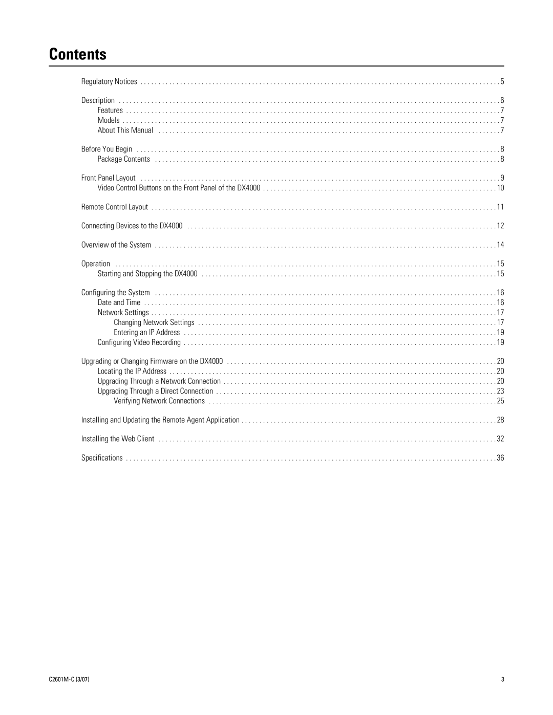 Pelco C2601M-C (3/07) manual Contents 