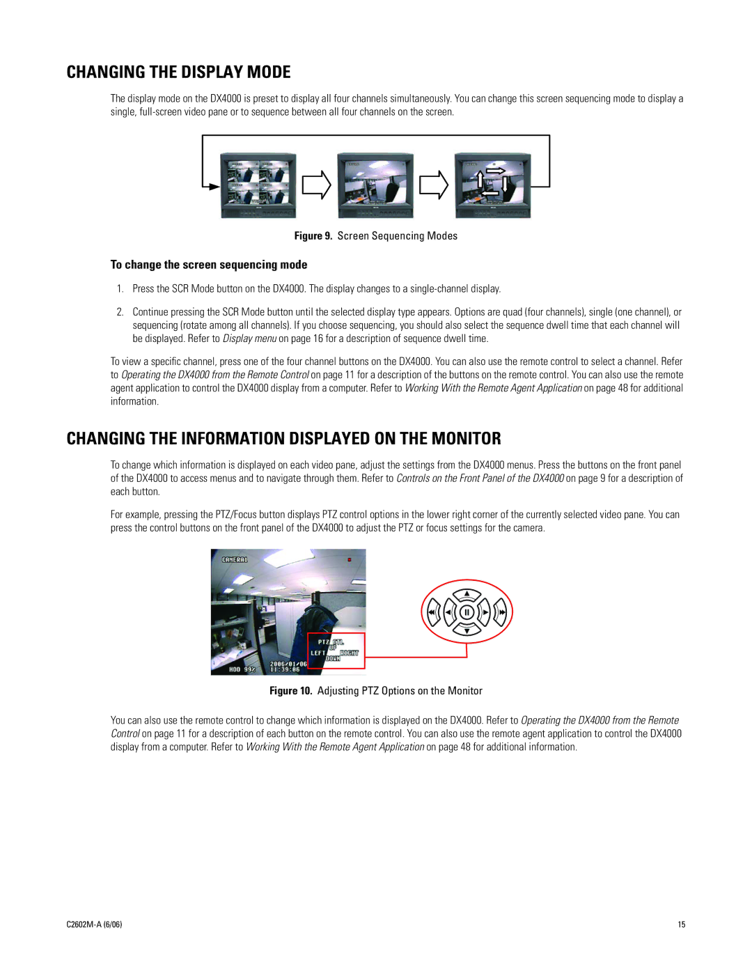 Pelco C2602M-a manual Changing the Display Mode, Changing the Information Displayed on the Monitor 