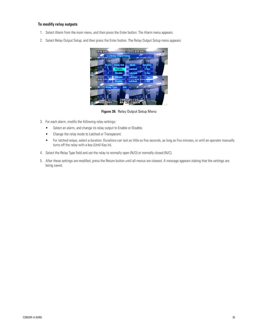 Pelco C2602M-a manual To modify relay outputs 