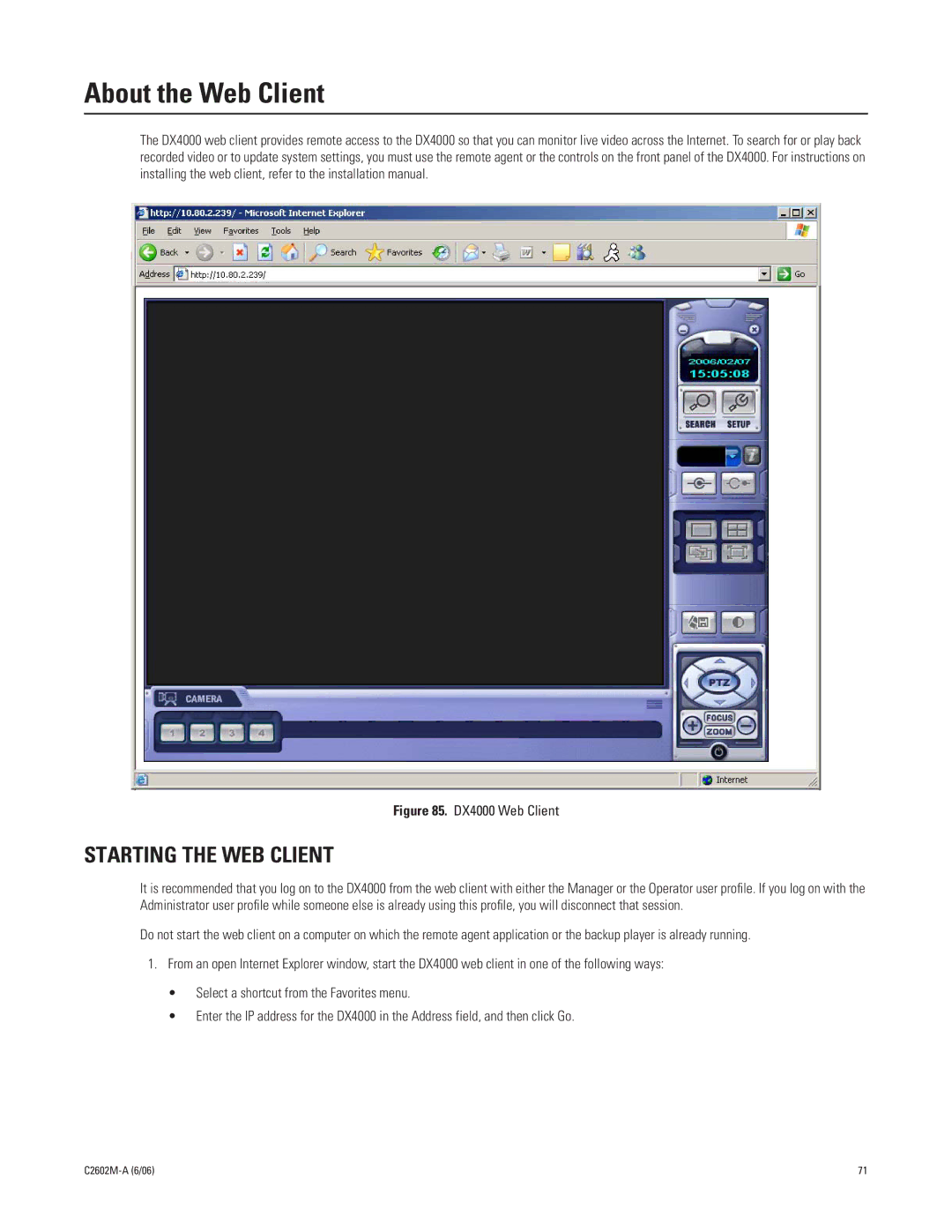 Pelco C2602M-a manual About the Web Client, Starting the WEB Client 