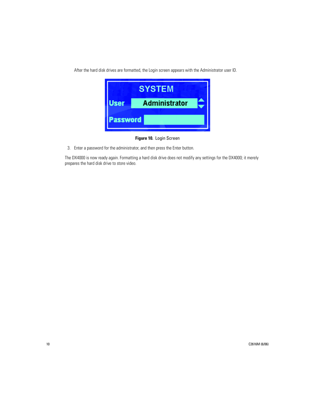 Pelco 06) 2 C2616M (6 manual Login Screen 