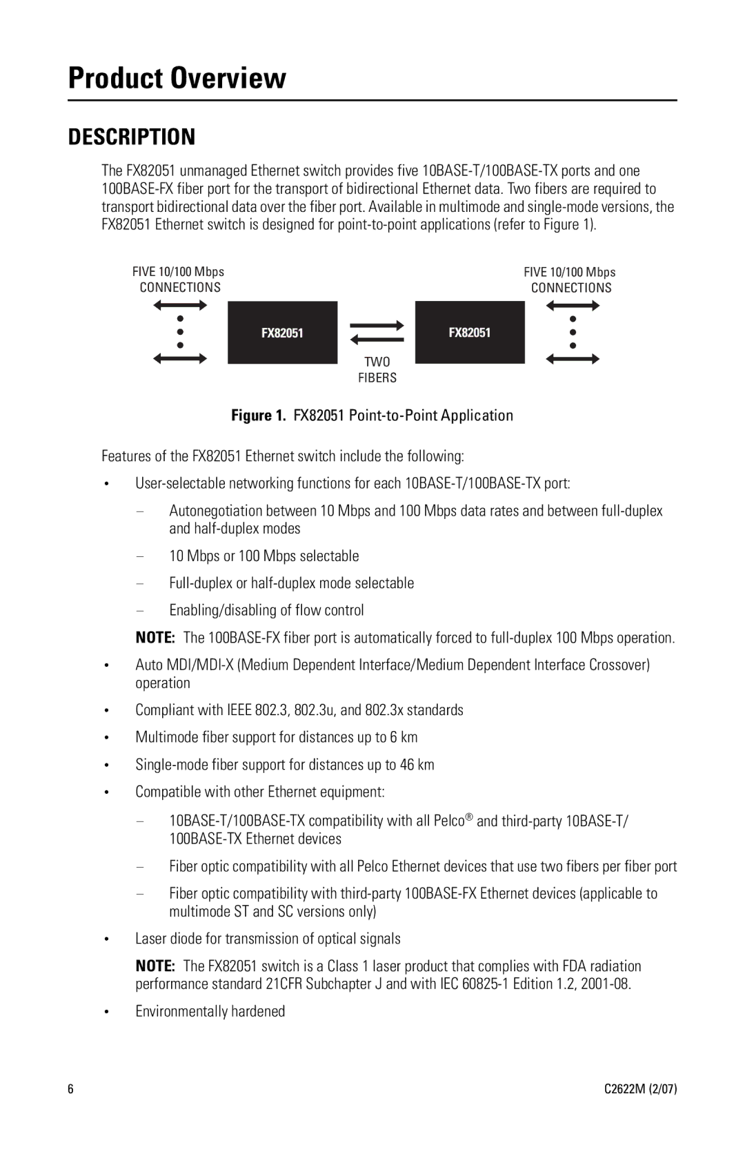 Pelco C2622M manual Product Overview, Description 