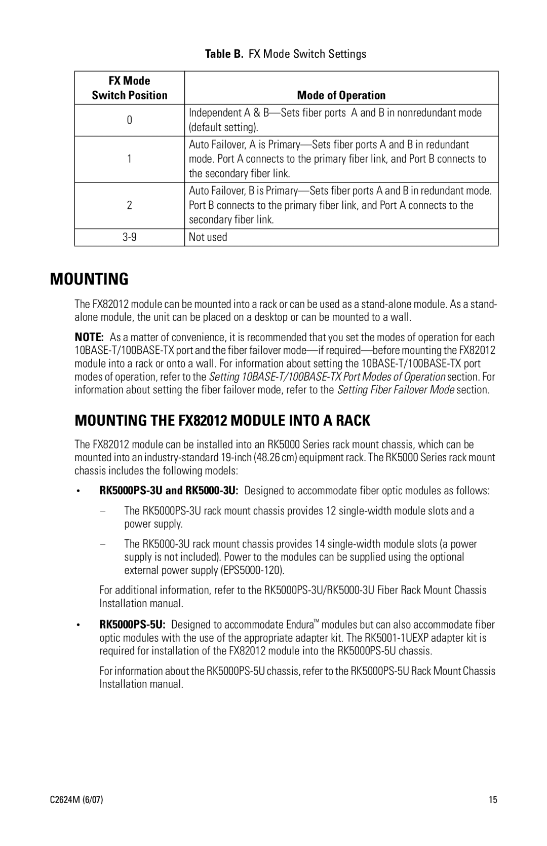 Pelco C2624M manual Mounting, Mode of Operation 