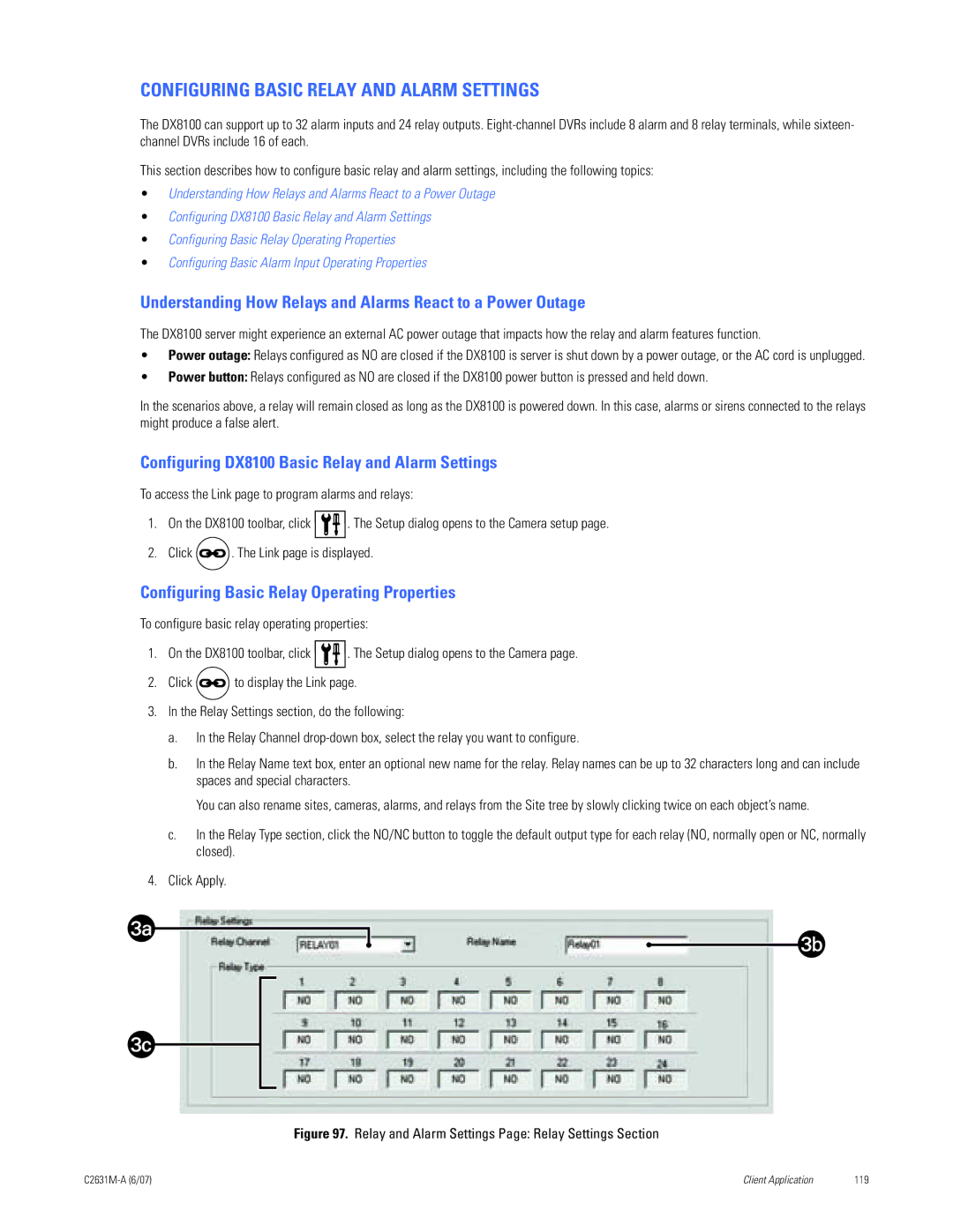 Pelco C2631M-A Configuring Basic Relay and Alarm Settings, Understanding How Relays and Alarms React to a Power Outage 