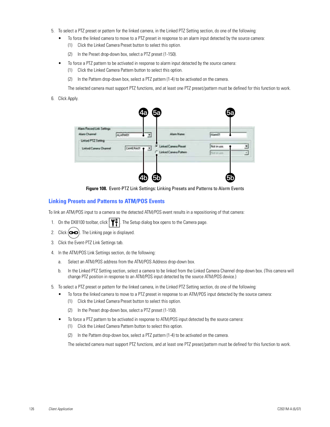 Pelco C2631M-A manual 4a 5a, Linking Presets and Patterns to ATM/POS Events 