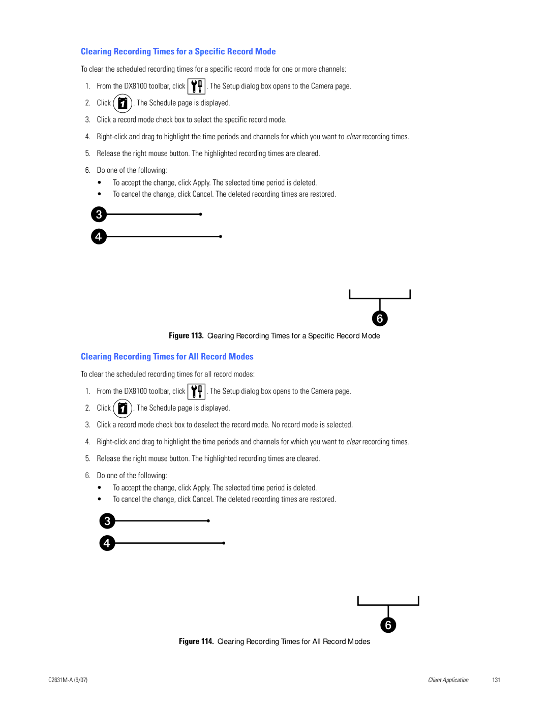 Pelco C2631M-A manual Clearing Recording Times for a Specific Record Mode 