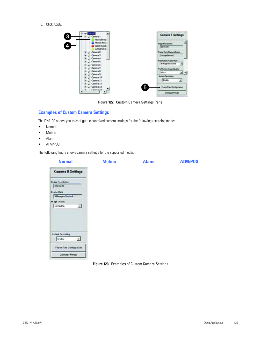 Pelco C2631M-A manual Examples of Custom Camera Settings, Normal Motion Alarm 