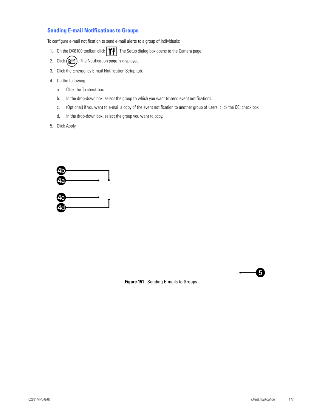 Pelco C2631M-A manual Sending E-mail Notifications to Groups, Sending E-mails to Groups 