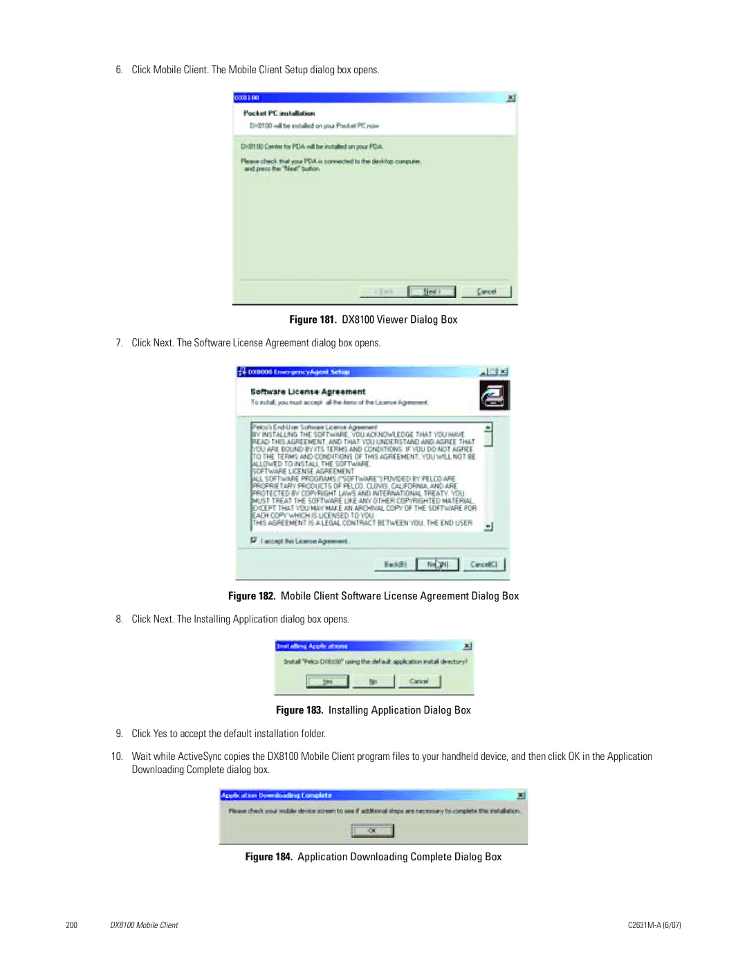 Pelco C2631M-A manual Application Downloading Complete Dialog Box 