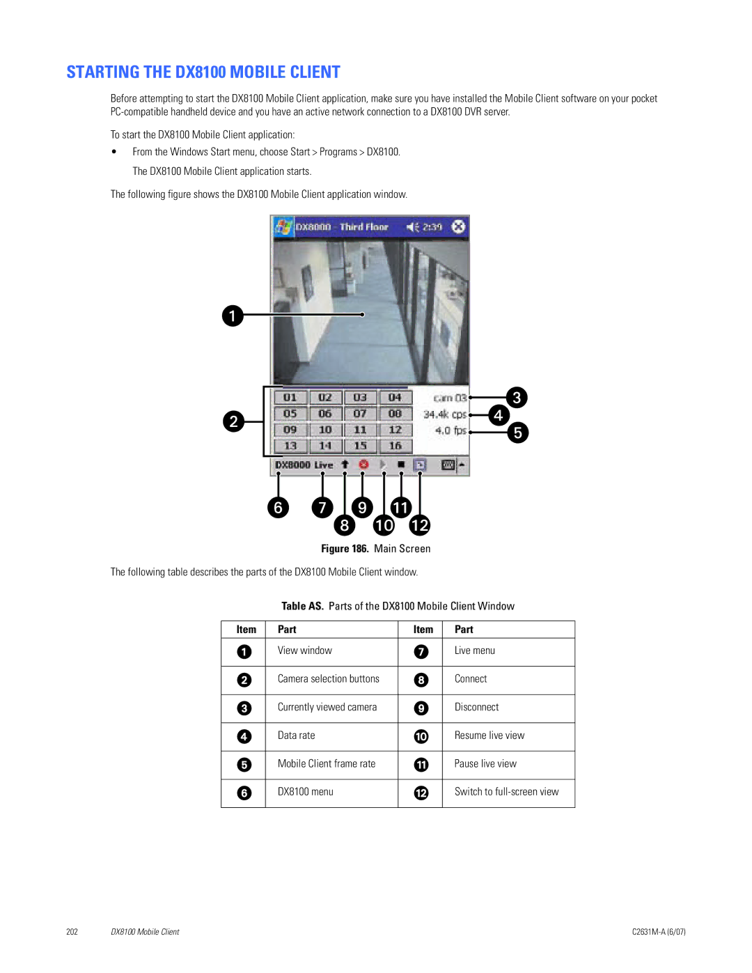 Pelco C2631M-A manual Starting the DX8100 Mobile Client, To start the DX8100 Mobile Client application 