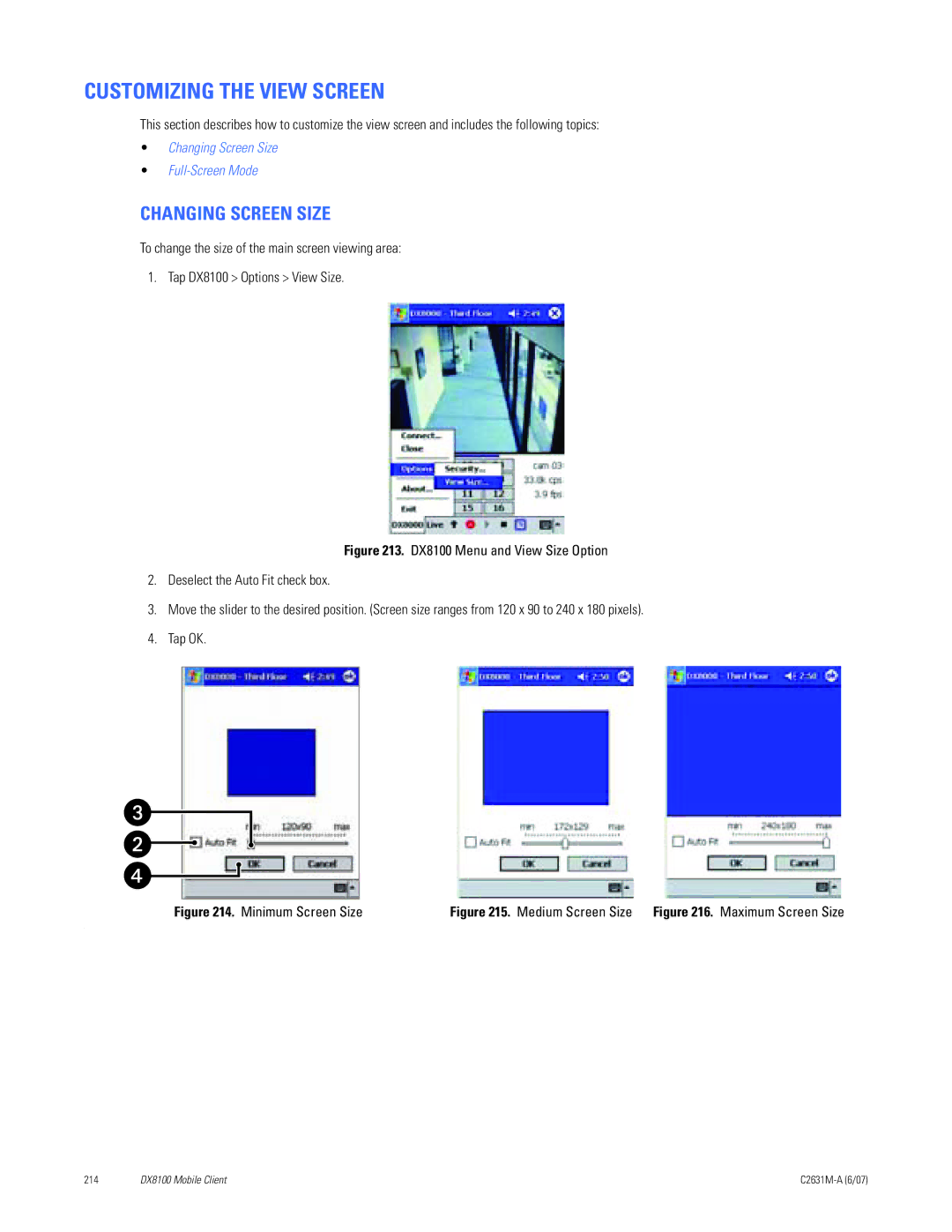 Pelco C2631M-A manual Customizing the View Screen, Changing Screen Size 