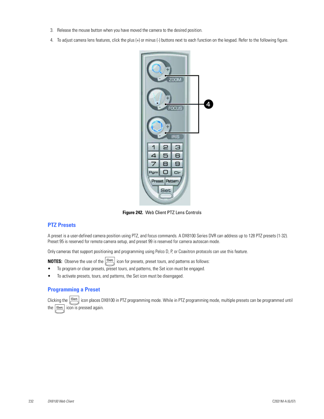 Pelco C2631M-A manual PTZ Presets, Programming a Preset, Icon is pressed again 