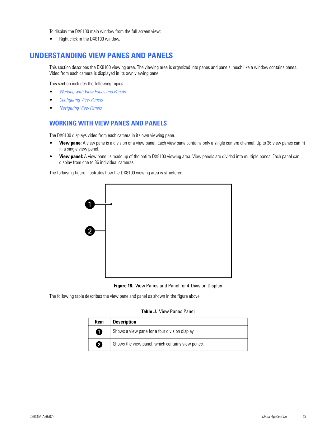 Pelco C2631M-A manual Understanding View Panes and Panels, Working with View Panes and Panels 