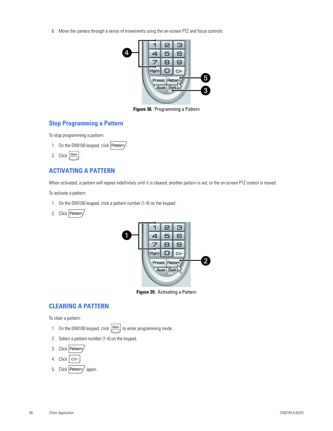 Pelco C2631M-A manual Activating a Pattern, Clearing a Pattern 