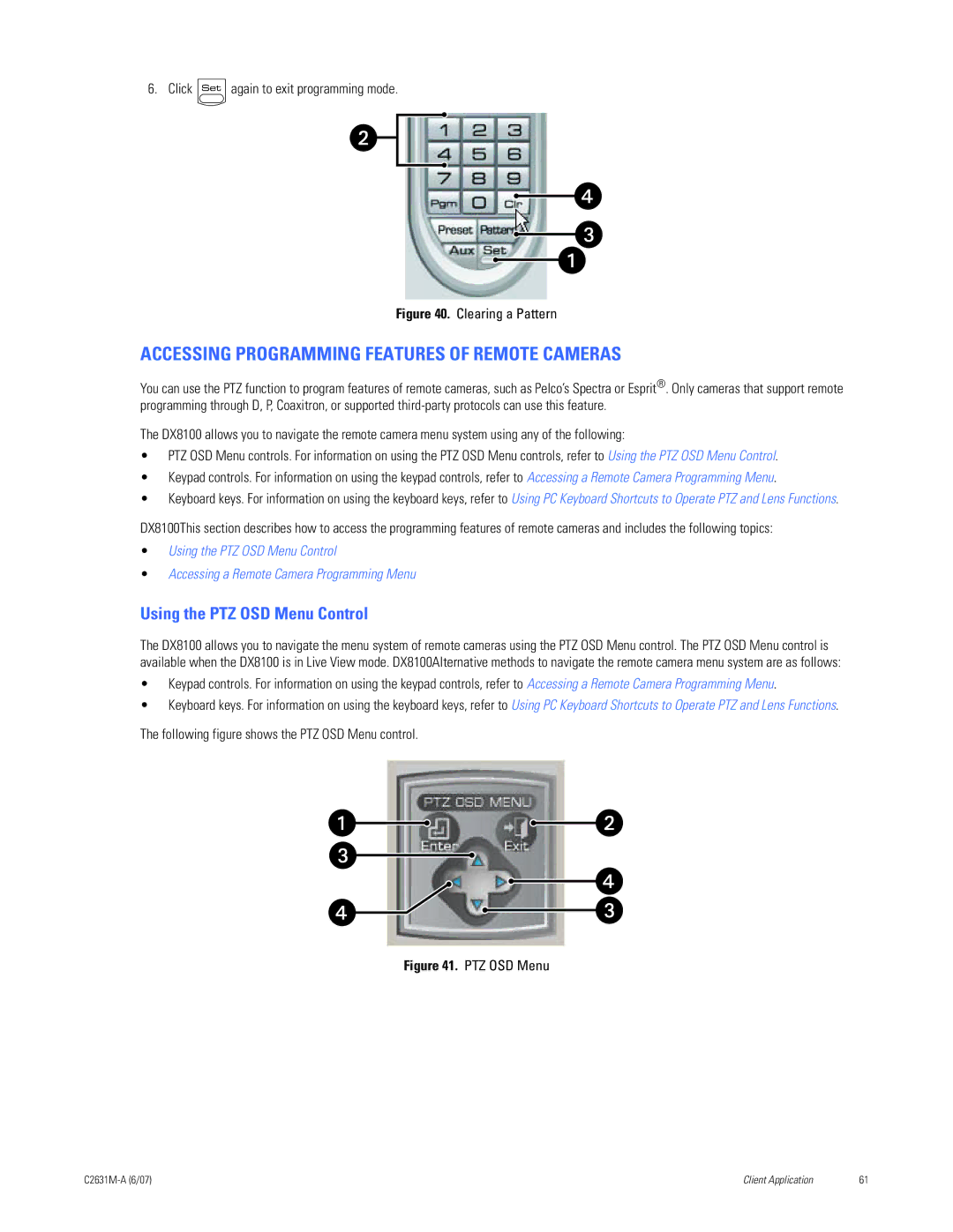 Pelco C2631M-A manual Accessing Programming Features of Remote Cameras, Using the PTZ OSD Menu Control 