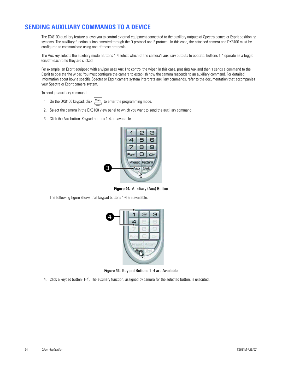 Pelco C2631M-A manual Sending Auxiliary Commands to a Device 