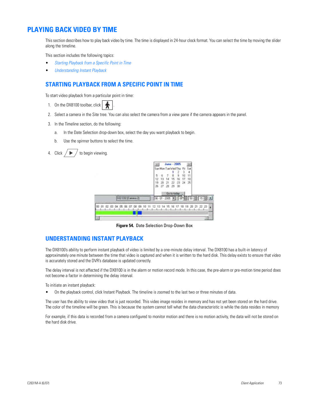 Pelco C2631M-A Playing Back Video by Time, Starting Playback from a Specific Point in Time, Understanding Instant Playback 