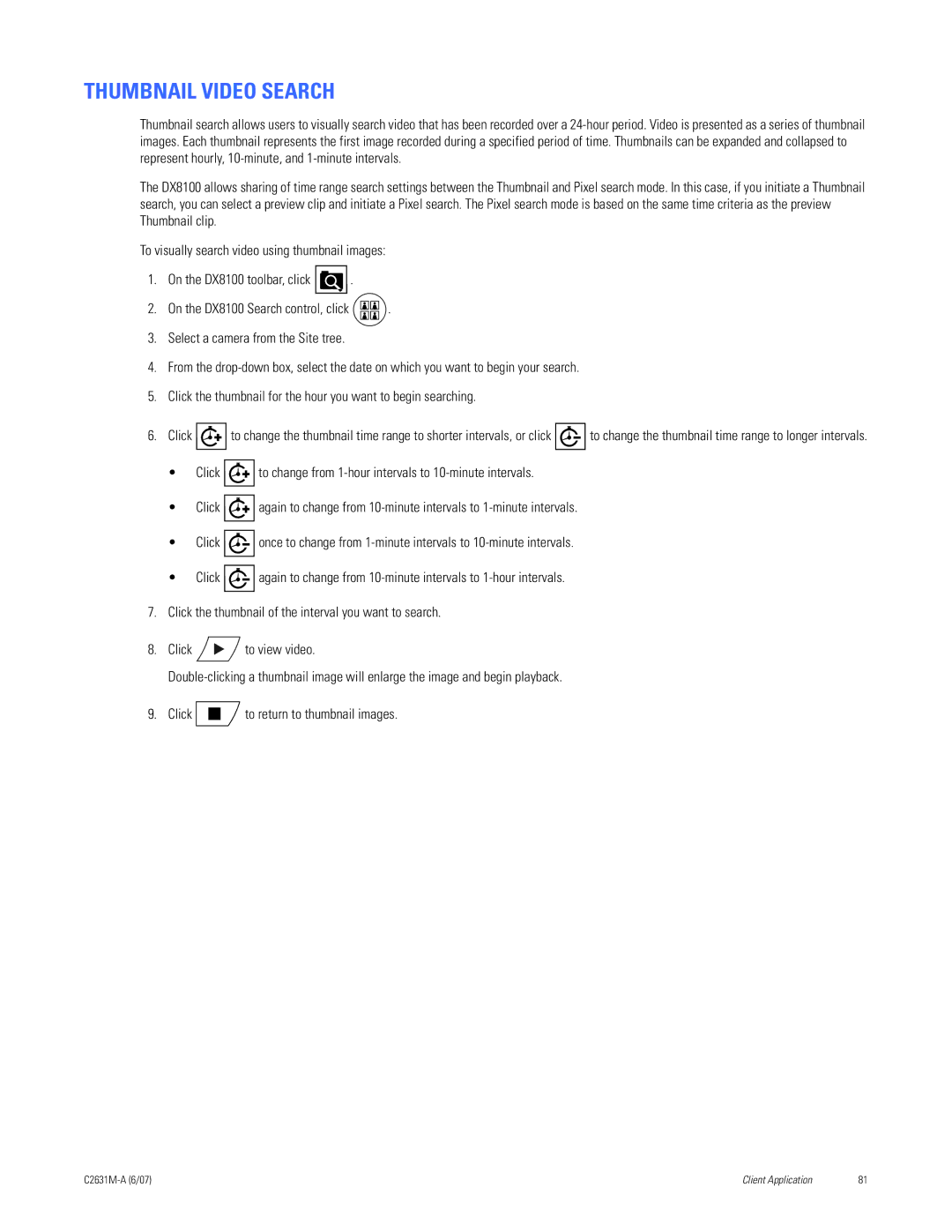 Pelco C2631M-A manual Thumbnail Video Search 