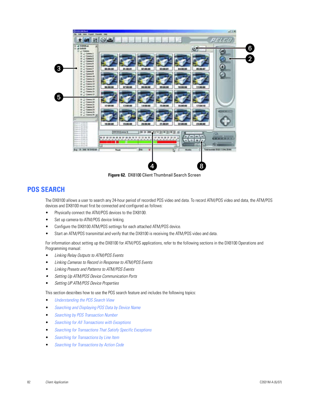 Pelco C2631M-A manual POS Search, DX8100 Client Thumbnail Search Screen 