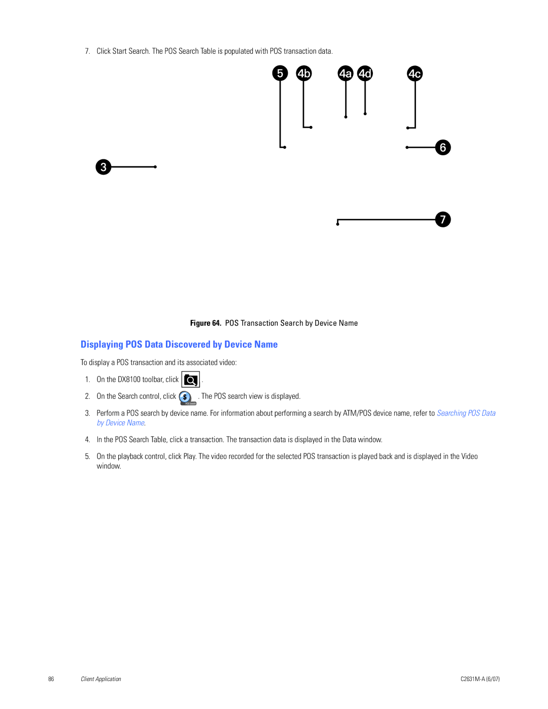 Pelco C2631M-A manual Displaying POS Data Discovered by Device Name, POS Transaction Search by Device Name 