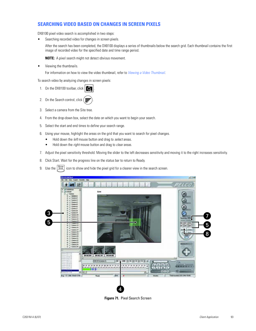 Pelco C2631M-A manual Searching Video Based on Changes in Screen Pixels, Pixel Search Screen 