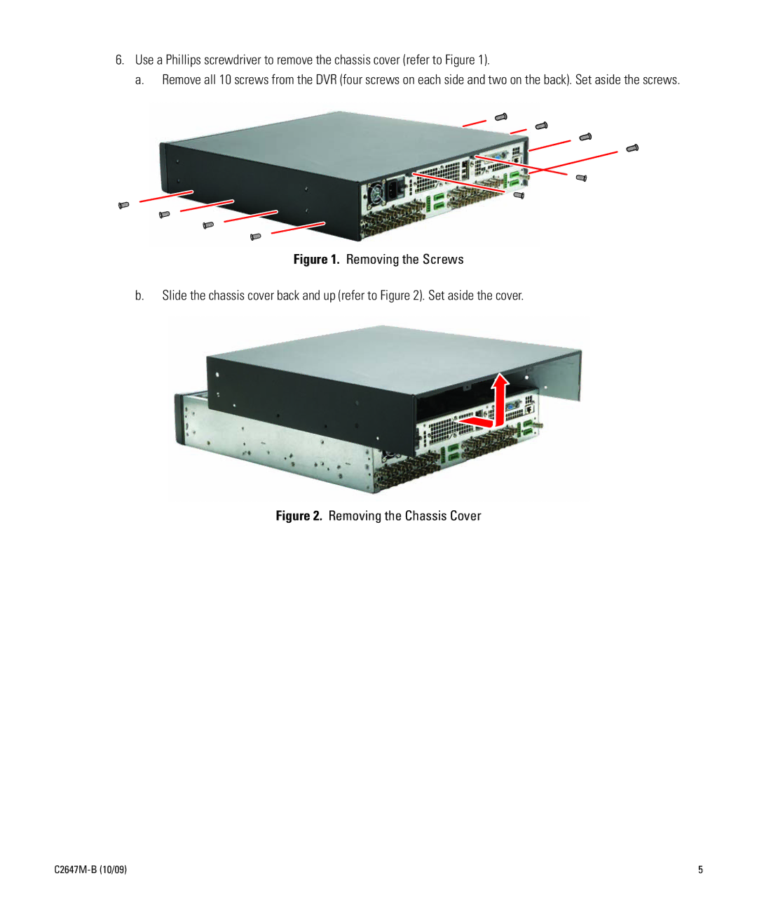 Pelco C2647M-B manual Removing the Chassis Cover 