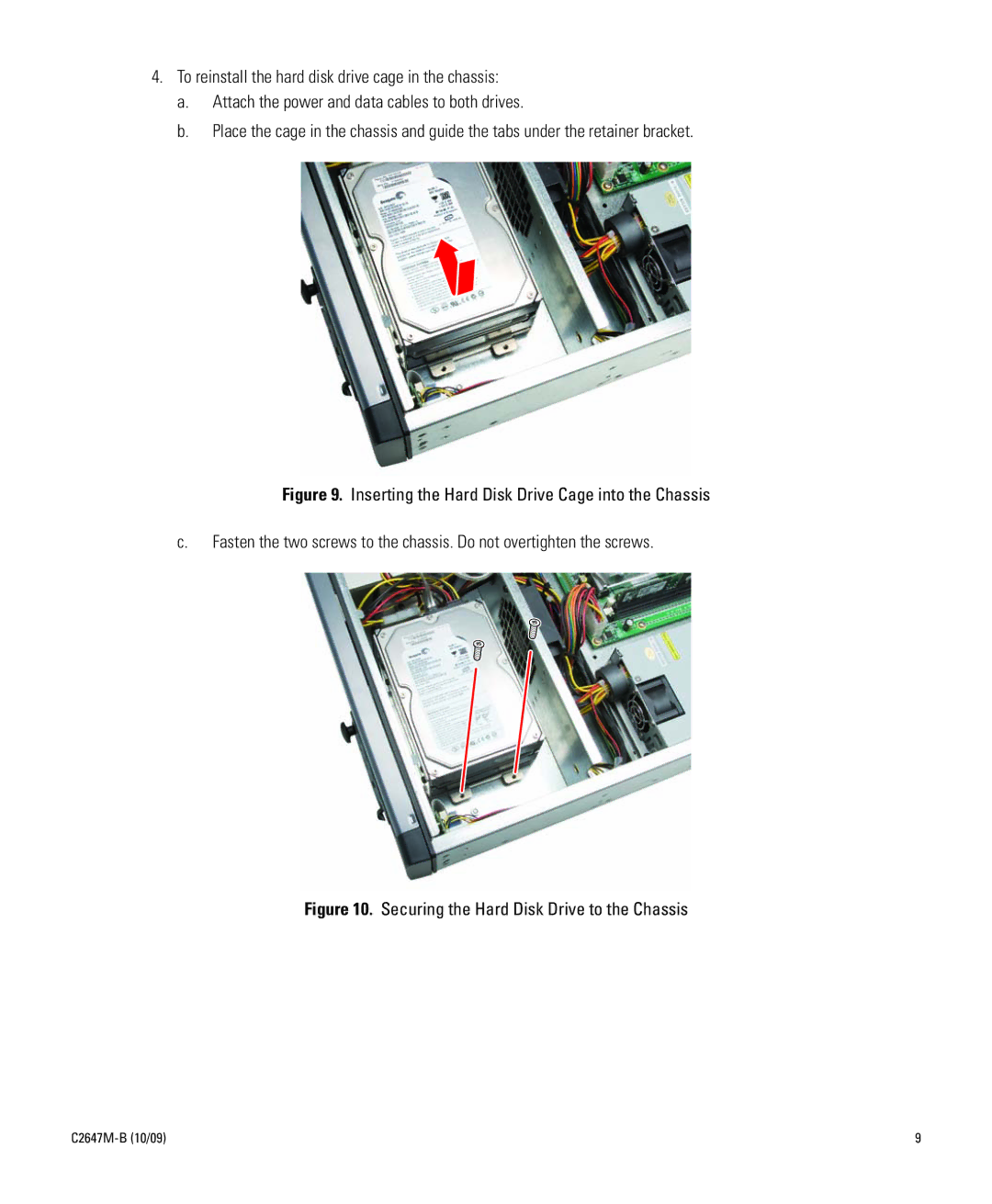 Pelco C2647M-B manual Securing the Hard Disk Drive to the Chassis 