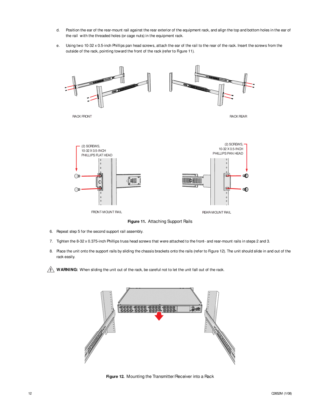 Pelco C2652M, FR8332 manual Rack Front 