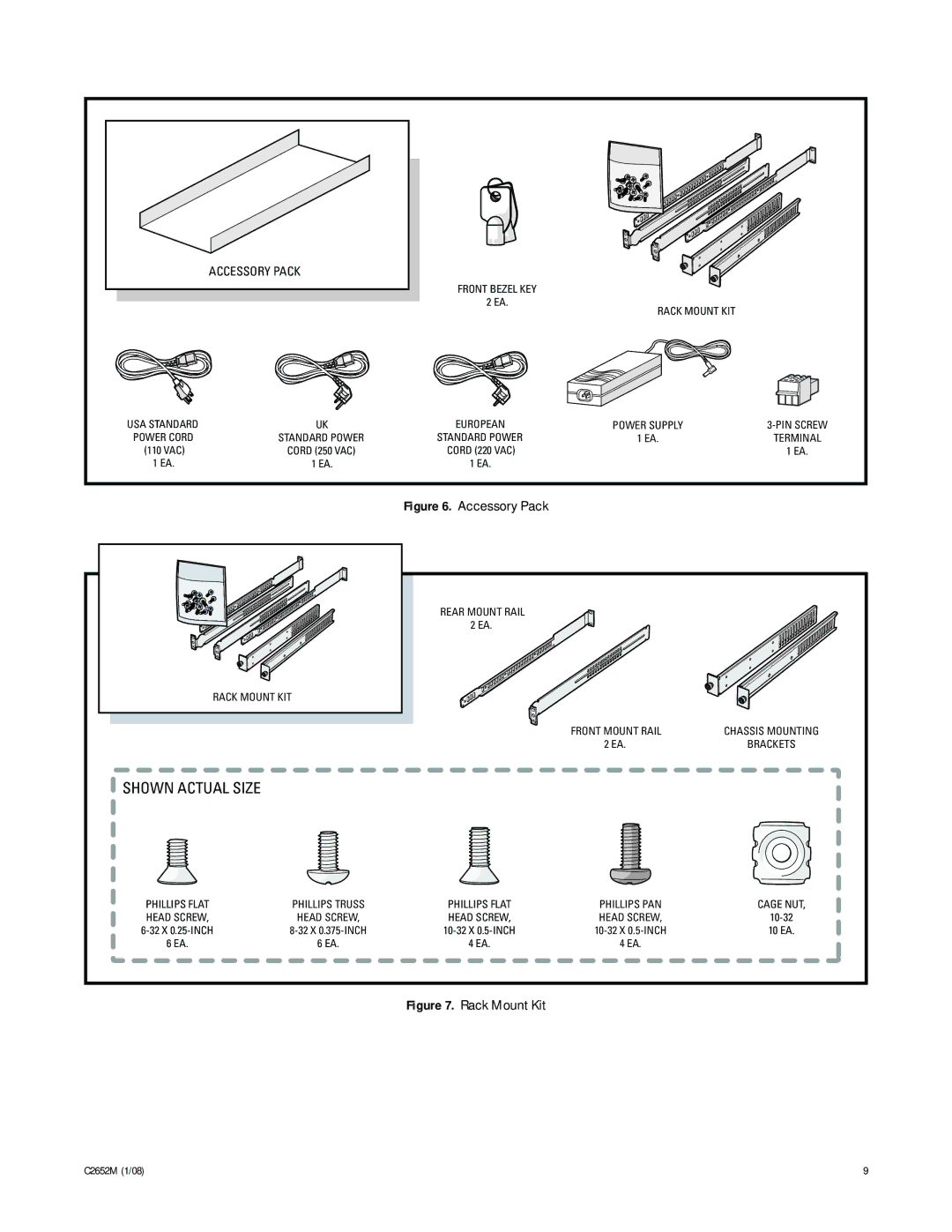 Pelco FR8332, C2652M manual Shown Actual Size 