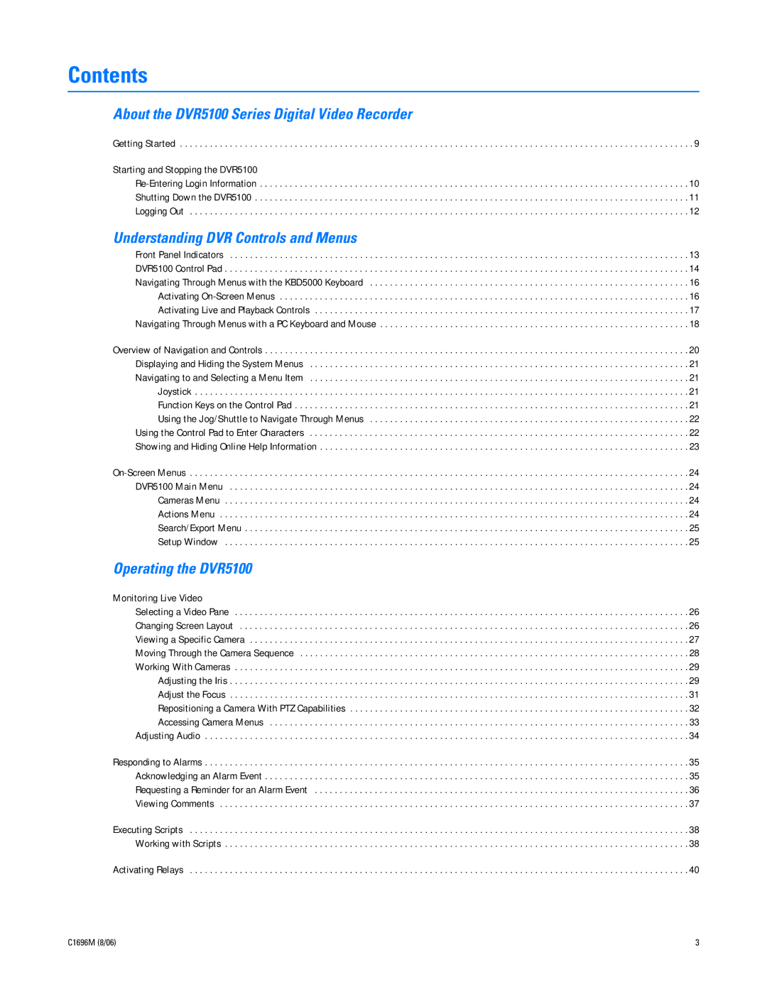 Pelco C2669M manual Contents 