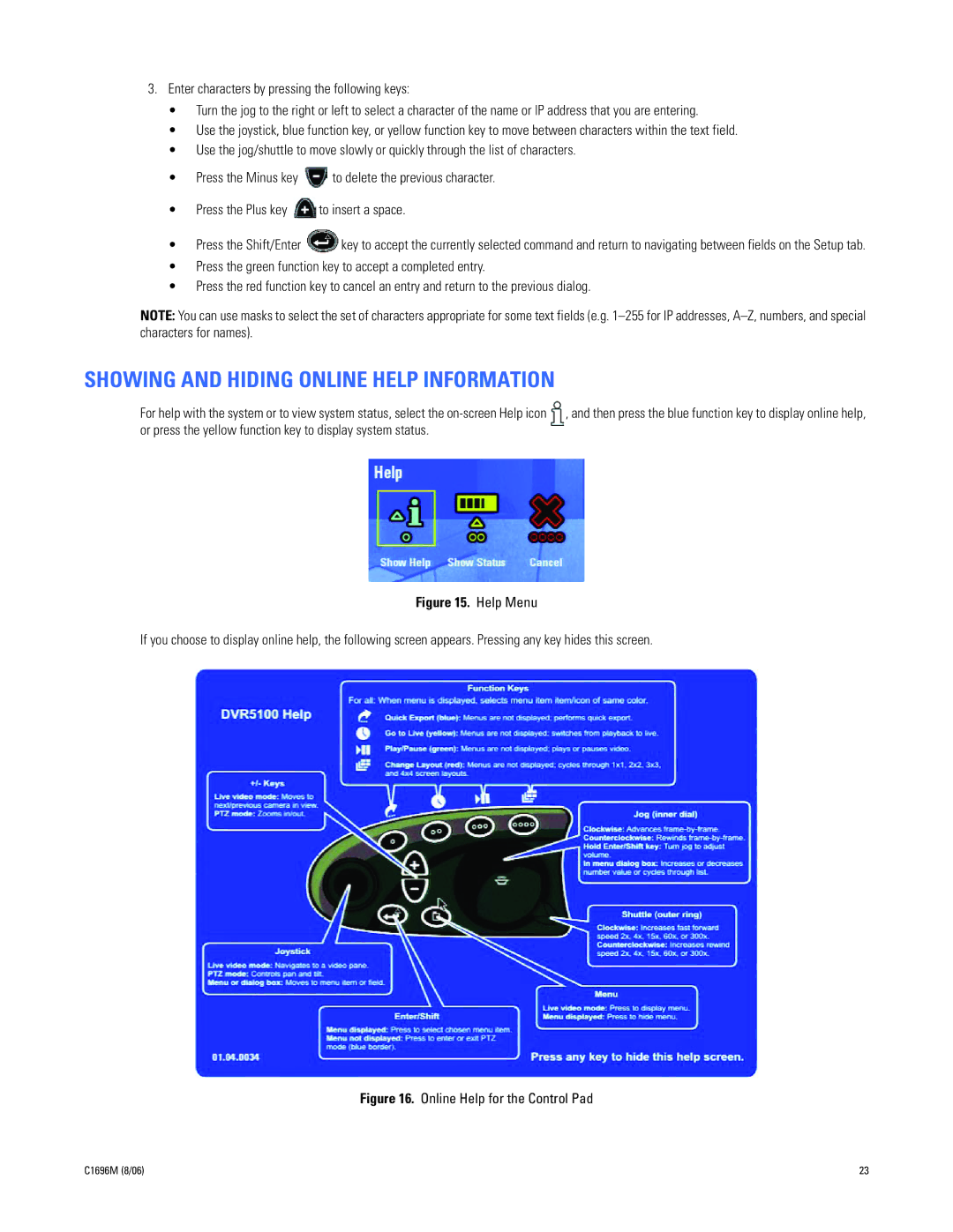 Pelco C2669M manual Showing and Hiding Online Help Information, Help Menu 