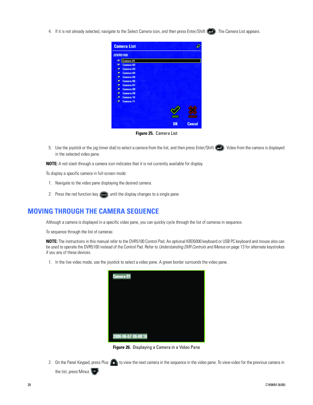 Pelco C2669M manual Moving Through the Camera Sequence, List, press Minus 