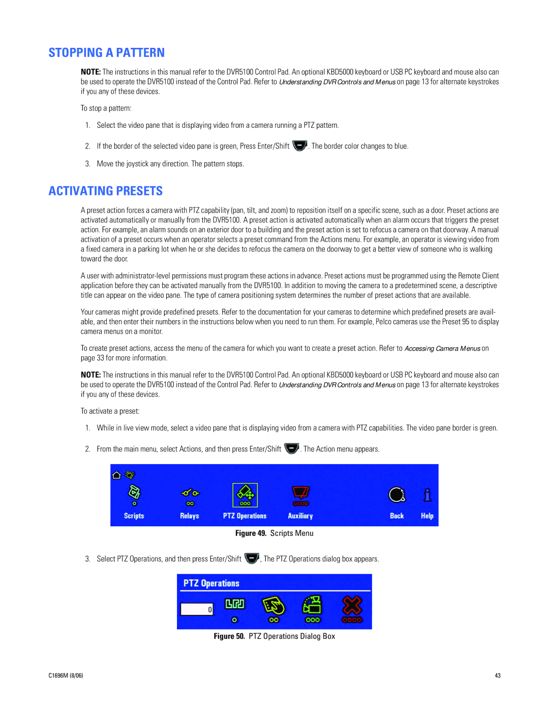 Pelco C2669M manual Stopping a Pattern, Activating Presets 