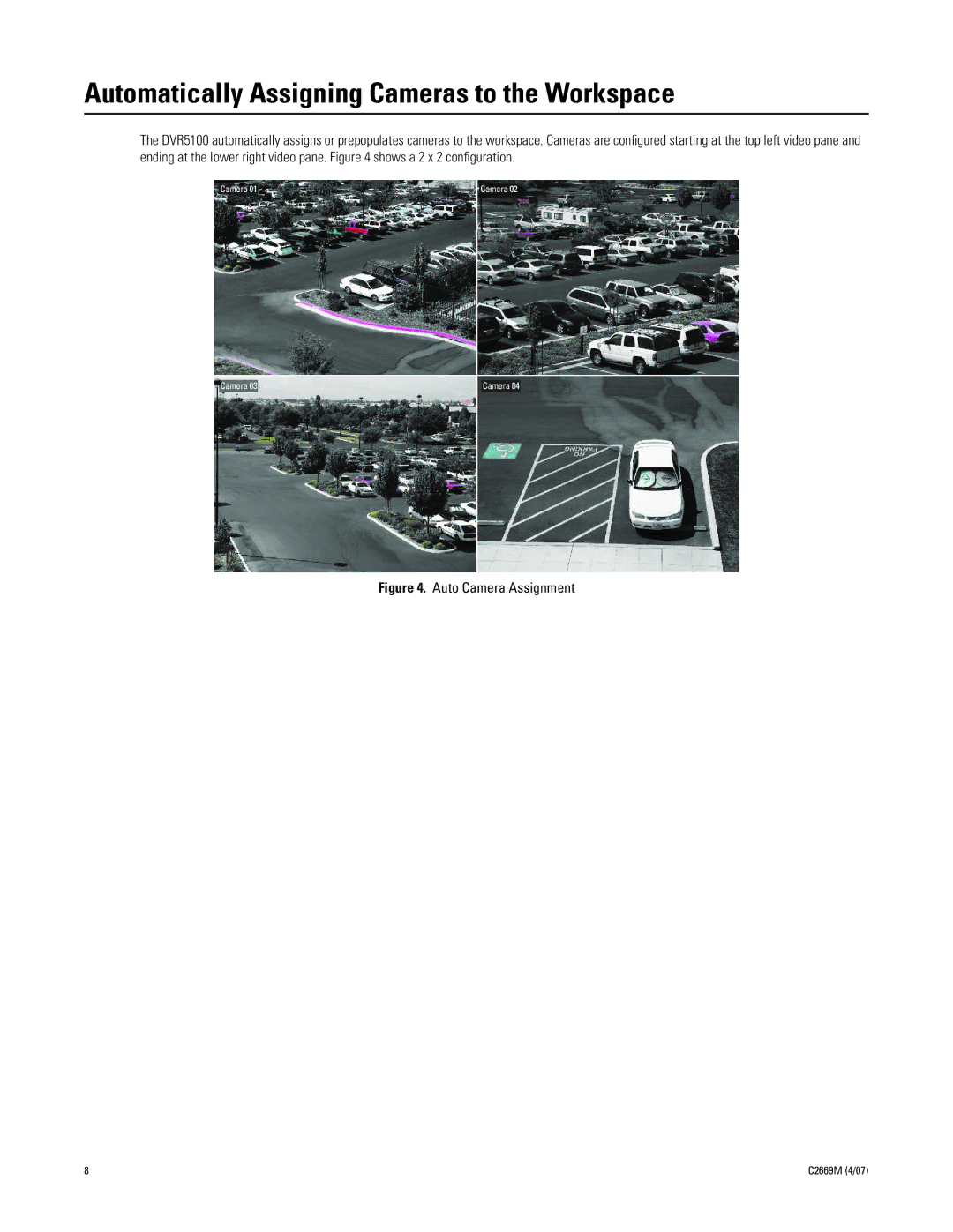 Pelco C2669M manual Automatically Assigning Cameras to the Workspace, Auto Camera Assignment 