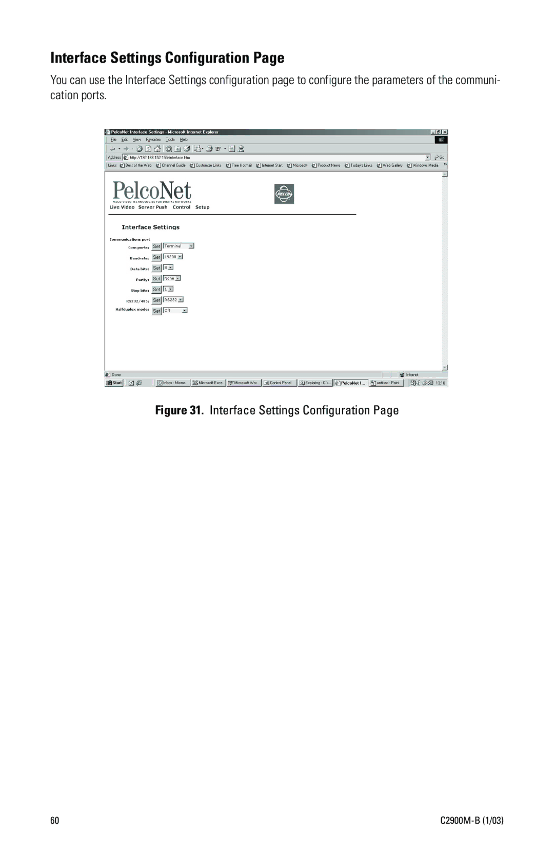 Pelco C2900M-B(1/03 manual Interface Settings Configuration 