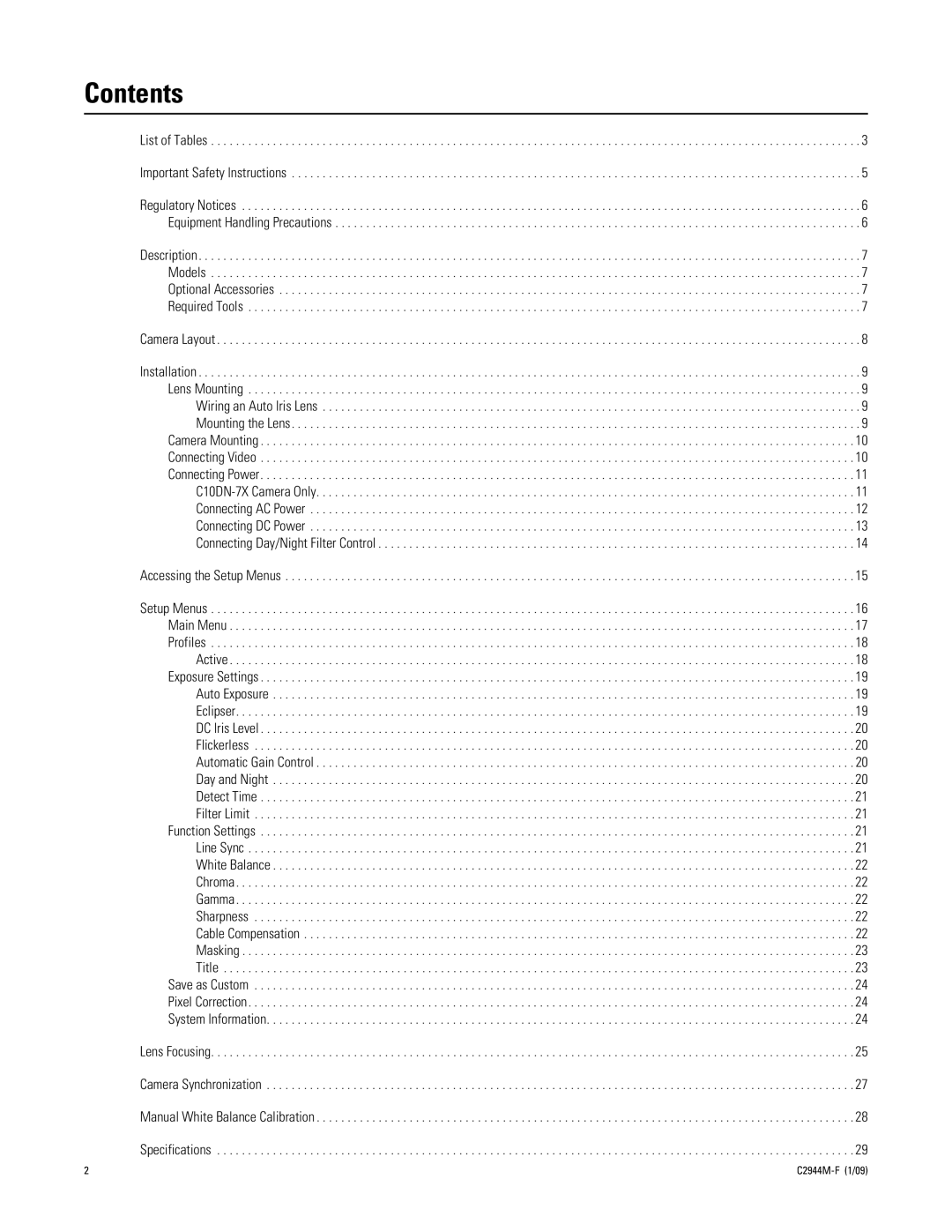 Pelco C2944M-F (1/09) manual Contents 