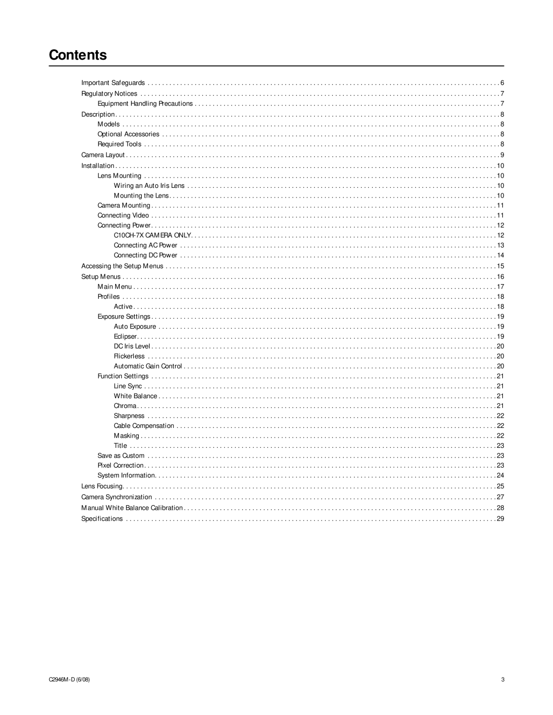 Pelco C2946M-D manual Contents 