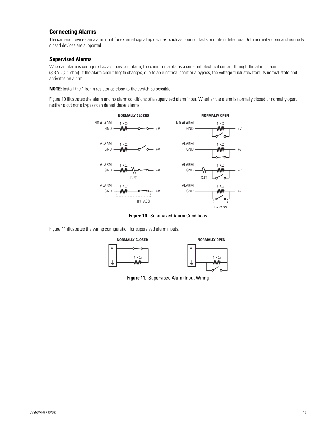 Pelco C2953M-B manual Connecting Alarms, Supervised Alarms 
