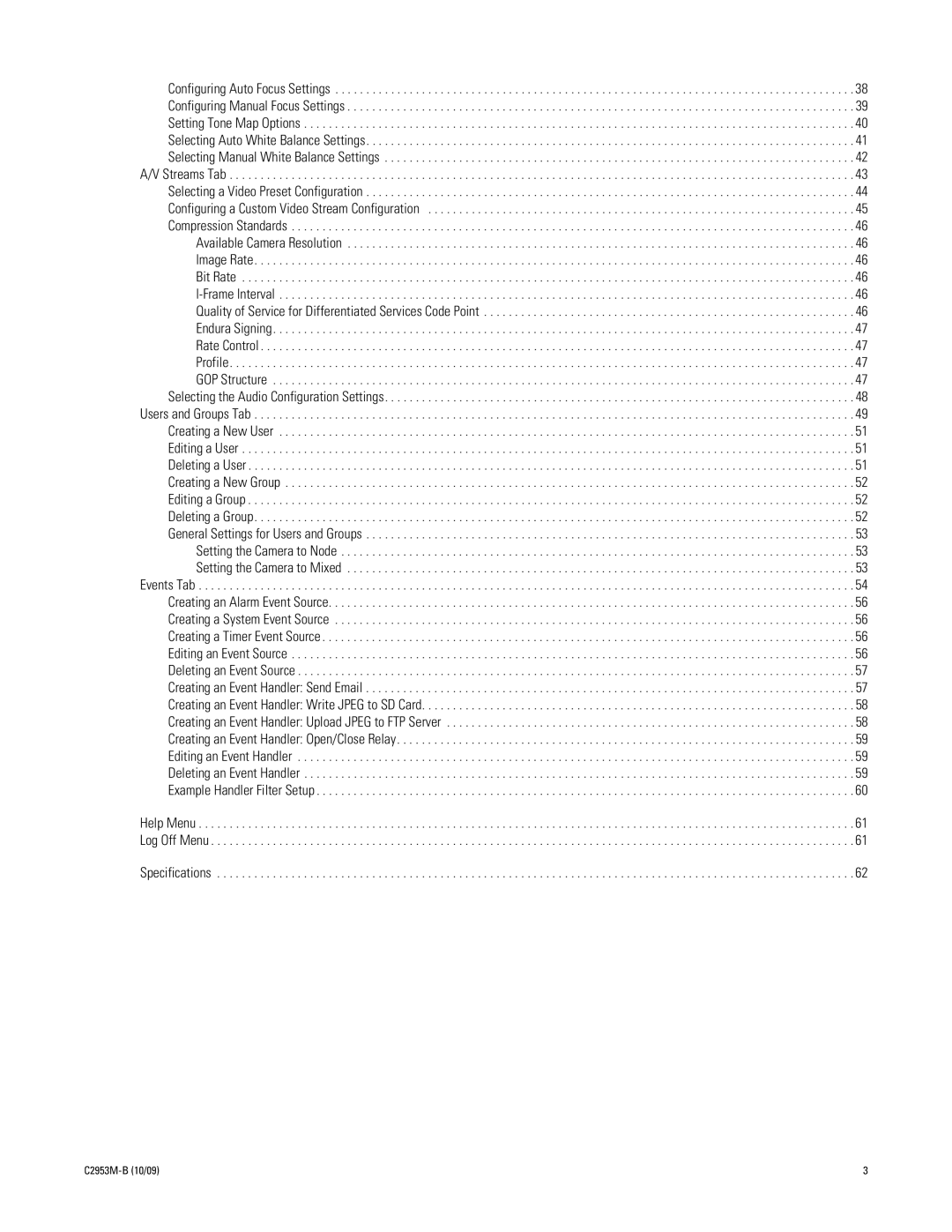 Pelco manual Specifications C2953M-B 10/09 